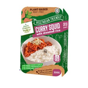 Roots Palate Vegetarian Curry Squid With Steamed Rice